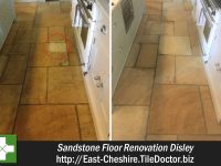 Sandstone Tiled Floor Before and After Renovation Disley