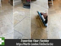 Pitted Travertine Tiled Kitchen Floor Renovation East Finchley N2